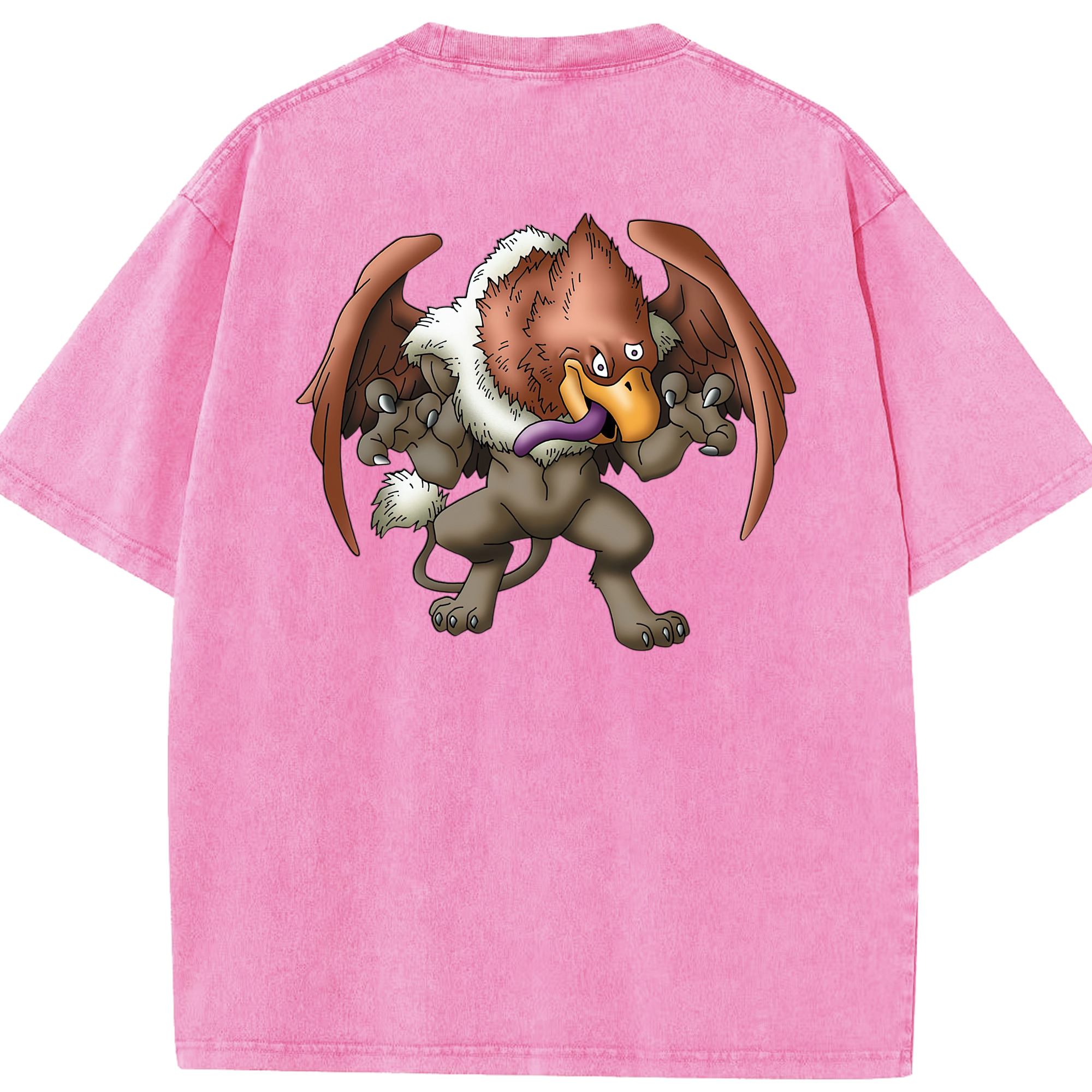 （画像用） ドラゴンクエスト Doragon Kuesuto Dragon Quest 綿100% ヴィンテージ風 半袖Tシャツ（背面プリント）